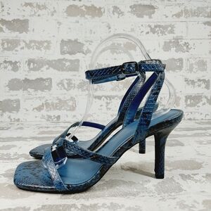 NEW Open Edit Dante Ankle Strap In Blue Del Mar Heeled Sandals W512
